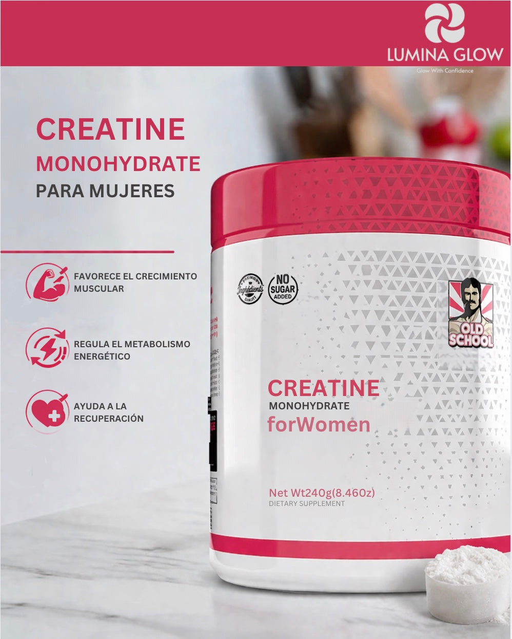 Creatina Monohidratada + Colágeno + BCAA para Mujeres